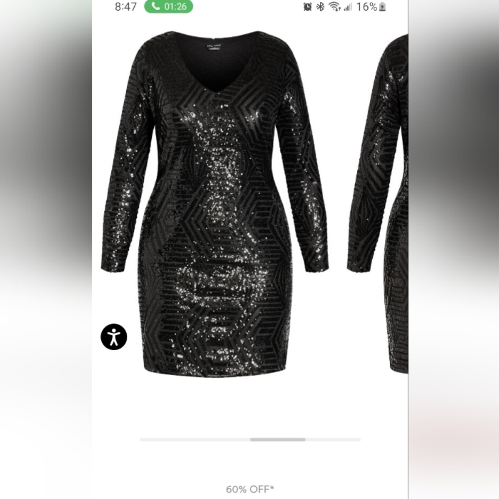 CITY CHIC Elegant Black Sequin Dress - Picture 2 of 4
